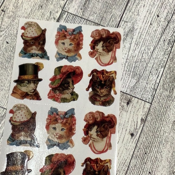 Vintage 1995 the gifted line John grossman fancy hat cats stickers - Picture 3 of 4
